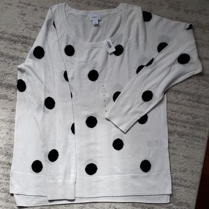 Old navy white polka dot sweater
